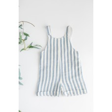 BABY BOY STRIPED EMBROIDERY DETAILED MUSLIN BLUE